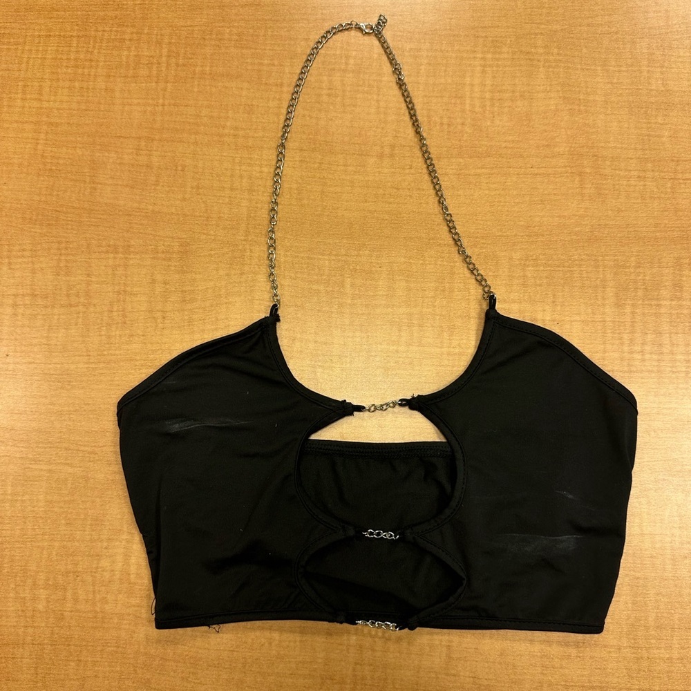 Black Chain Halter Top